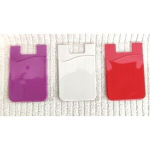 Silicone Credit Card Pocket Cell Phones 3M Adhesive Stick-on ID,CC Holder 3Pk